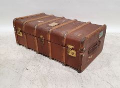 Vintage canvas and bentwood travel trunk