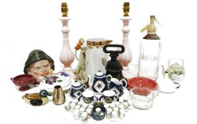 Crown Ducal vase, a set of six Poole pottery eggcups, a vintage Roberts radio and assorted china,