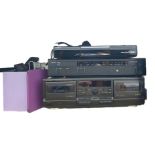 Technics RS-TR373 stereo cassette deck, an Aircam Alpha AM/FM stereo tuner, a Humax HDMI freeview