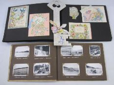 Album of 21st birthday cards, circa 1950, 1950's photographs to include Cornwall, Stratford,