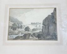 Rev John Swete (1752-1821) Pen, ink and watercolour  "River Teign 1789", 18cm x 25cm