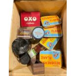 Vintage OXO cube tin, eight Ogdens Red Breast Flake tobacco tins, an Ogdens St Julian tobacco tin, a