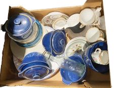 Six Denby stoneware lidded soup bowls, a Ridgeway pottery storage jar decorated with The Three