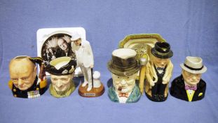 Quantity of Toby jugs depicting Winston Churchill by Royal Doulton, Kevin Francis, Cooper Clayton,