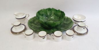20th century Italian majolica vine leaf pattern serving bowl and platter together with an Aynsley 