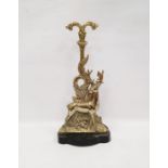 Victorian brass and iron doorstop, the body formed as a stag, on a heavy cast iron baseCondition