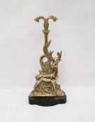 Victorian brass and iron doorstop, the body formed as a stag, on a heavy cast iron baseCondition