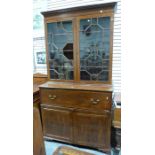 Georgian mahogany secretaire bookcase, the moulded cornice above astragal-glazed door enclosing