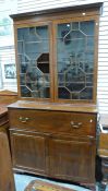 Georgian mahogany secretaire bookcase, the moulded cornice above astragal-glazed door enclosing