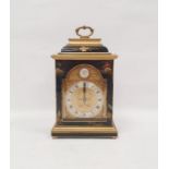 Mid-20th century bracket clock decorated in the oriental style, gilt on black, the silvered