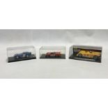 Three cased diecast model cars to include Kyosho Cobra Daytona Coupe #26, Red Line Models RL022