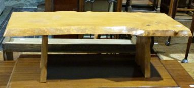 ******** WITHDRAWN ********** 20th century coffee table formed as naturalistic plank, on two end