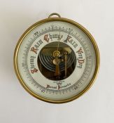Early 20th century brass cased Short & Mason (London) skeleton aneroid barometer, with white