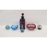 Collection of coloured glassware comprising a Caithness sea-orchard paperweight, limited edition