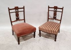 Pair of 19th century rosewood low chairs (cut down) (2)