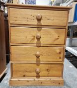 20th century pine chest of four drawers, to plinth base, 87cm x 64.5cm x 47cm