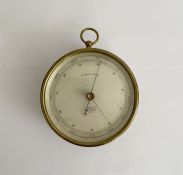 Early 20th century brass-cased compensated barometer by J Hicks (London), the silvered dial numbered