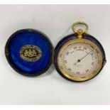 Late 19th/early 20th century brass cased pocket barometer produced by Pillischer (London), with
