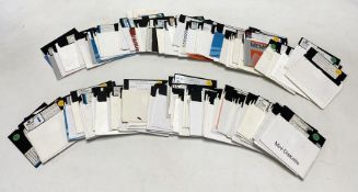 Large collection of Commodore floppy discs with games to include, 'Sons of Liberty', 'Shadow