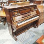 Bluthner rosewood upright pianoforte, iron-framed and overstrung, no.56725 with brass hinged