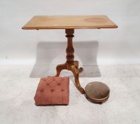 Early 20th century tripod occasional table, the rectangular top with rounded corners, moulded