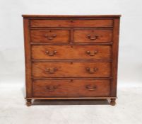 19th century mahogany chest of drawers, the rectangular top above one long drawer, two short and