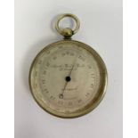 White metal cased compensated pocket barometer produced by Smith, Beck & Becks of London, with