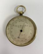 White metal cased compensated pocket barometer produced by Smith, Beck & Becks of London, with