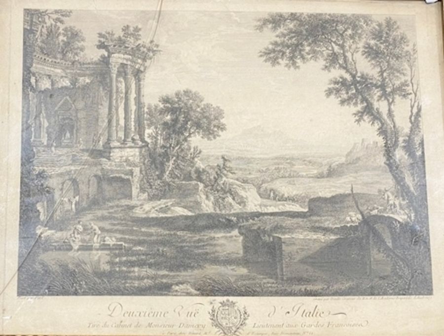 Jean Daulle (1703-1763) Engraving  "Deuxieme Vue d'Italie", 27cm x 43cm