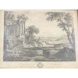 Jean Daulle (1703-1763) Engraving  "Deuxieme Vue d'Italie", 27cm x 43cm