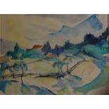 20th century school Watercolour drawing Study of alpine scene, indistinctly signed and dated 25