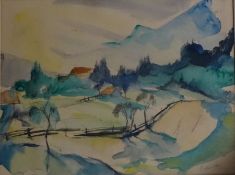 20th century school Watercolour drawing Study of alpine scene, indistinctly signed and dated 25