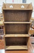 Small oak four-shelf bookcase with pierced stylised heart decoration, 80cm x 43cm x 15cm