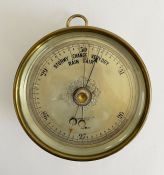 Early 20th century brass cased barometer by Short & Mason Ltd (London), with silvered dial and