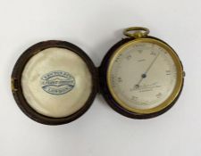 Mid-late 19th century Newton & Co brass cased pocket barometer, the silvered dial numbered1690, in a