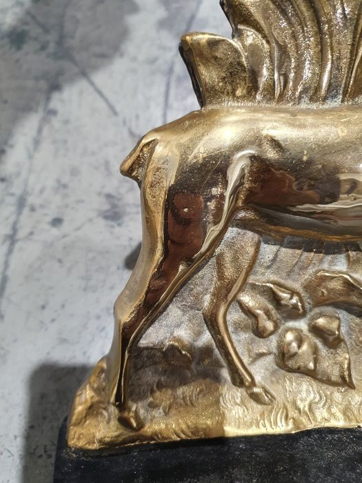 Victorian brass and iron doorstop, the body formed as a stag, on a heavy cast iron baseCondition - Image 2 of 15