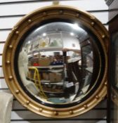 Reproduction Georgian-style circular convex mirror with decoration to the frame, 57cm diameter