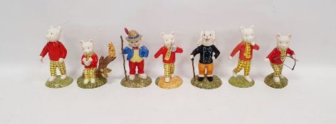 Five Royal Doulton figures of 'Rupert the Bear' and two Beswick 'Rupert' models similar, the Doulton