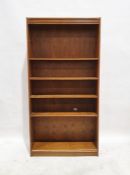 20th century oak open bookcase, on plinth base, 180cm x 90cm x 27cm