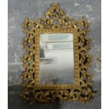 Rococo-style mirror with gilt metal scrolling acanthus leaf frame, with rectangular glass plate,