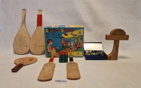 Chad Valley Give A Show battery operated projector together with two Whizz tip-cat set cricket bats,