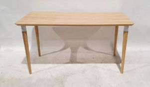 Modern dining table, the rectangular top with rounded corners, on turned tapering supports, 73cm x