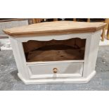 Modern pine-topped cream painted television stand