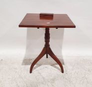 20th century mahogany square-top occasional table with moulded edge, on turned column to tripod