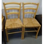 Pair of beech-framed modern chairs, a stool and a pine aspidistra stand (4)