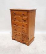 Modern pine chest of five long drawers, a dressing table,. a dressing table stool and two bedside