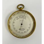 Brass cased Dolland of London compensated pocket barometer, circa 1900, the silvered dial marked