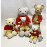 Rupert teddy Bears to include Steiff Rupert classics, Tebro Rupert bear, two Golden Bear Rupert's