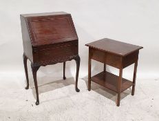 Reproduction mahogany bureau with single drawer, on cabriole legs and a two-tier table (2)
