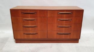 Mid-century modern teak G-Plan Fresco Range chest of eight drawers, on plinth base, 76cm x 141.5cm x